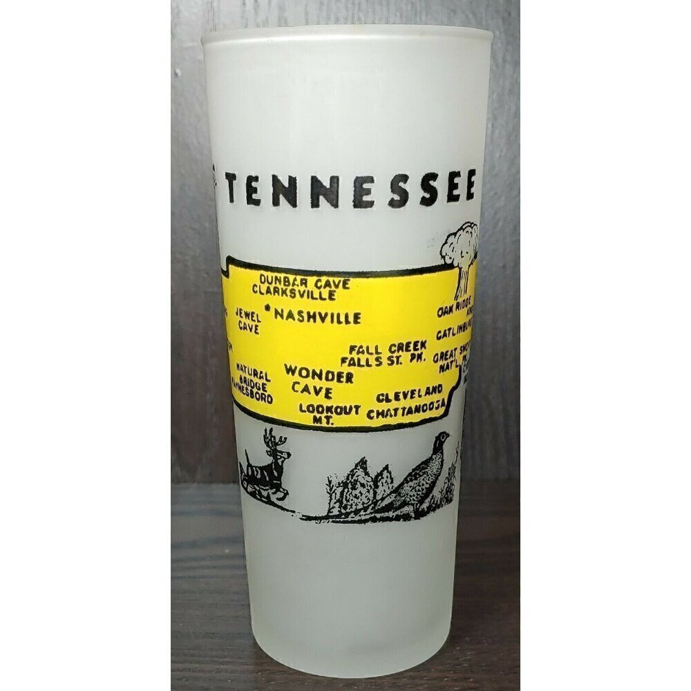 Vintage Anchor Hocking Flosted Glass Tennessee Drinkware And Barware Tumbler Mug